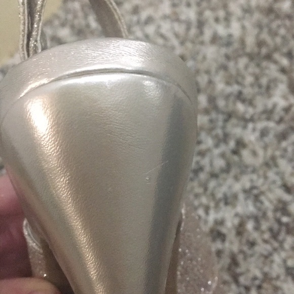 Michaelangelo Sparkly Gold Heels peep toe - Picture 8 of 10